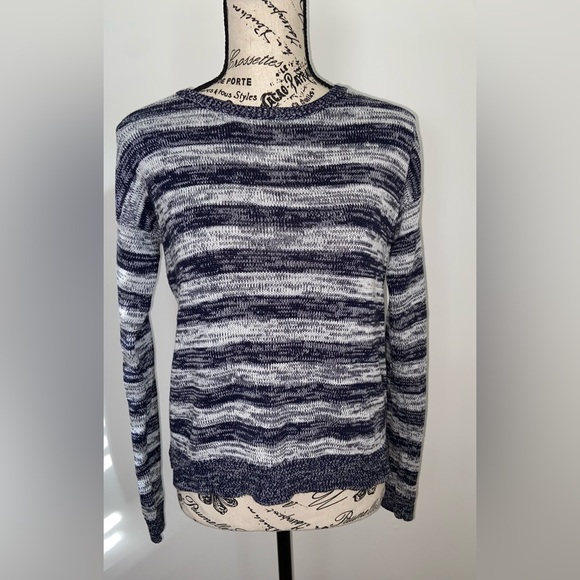 Aéropostale Navy & Heather Gray Striped Round Neck Sweater - Picture 10 of 11